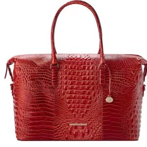 New - Brahmin Red Croc-Embossed Weekender (Travel Ready) -Love It