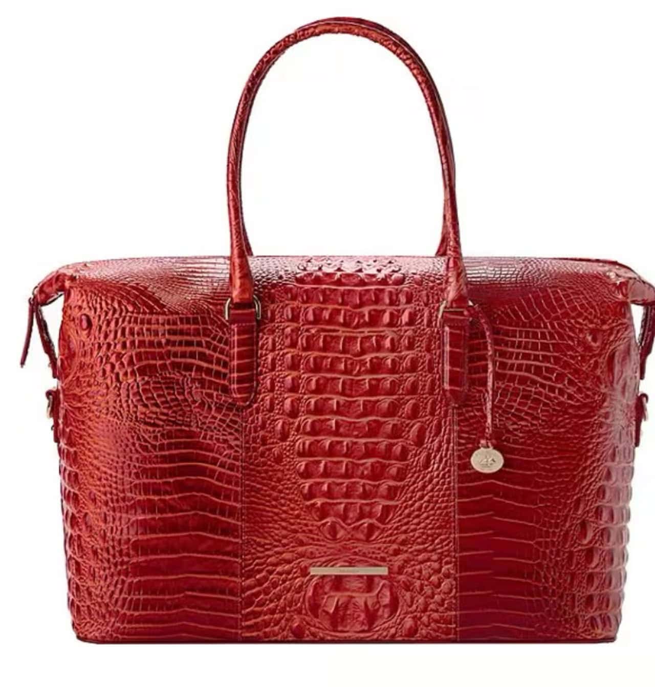 New – Brahmin Red Croc-Embossed Weekender (Travel Ready) -Love It