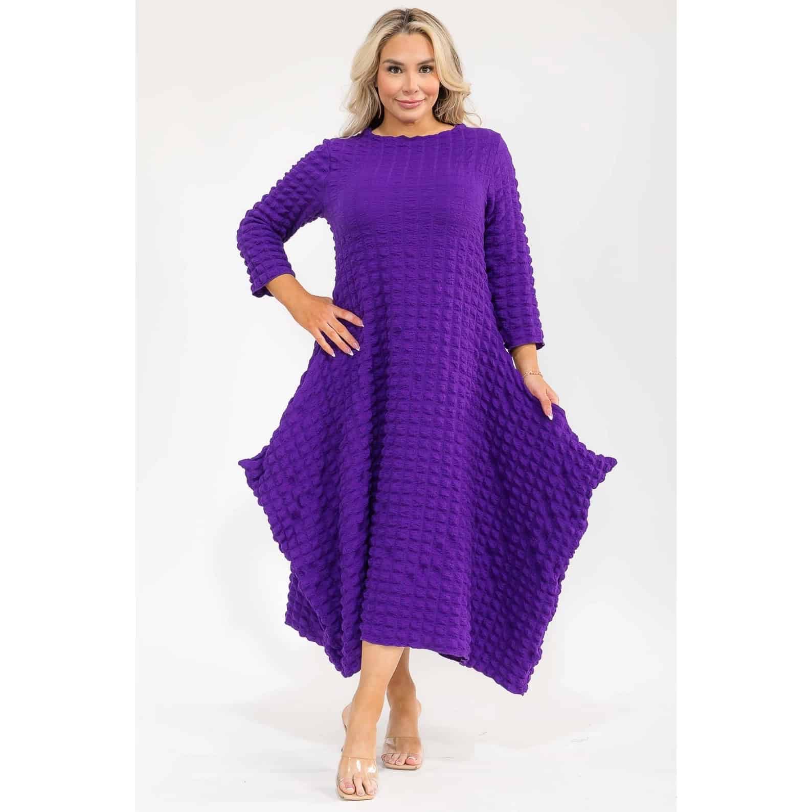 New – Designer Plus Zip Bubble Dress (Deep Purple – 1X, 2X, 3X))