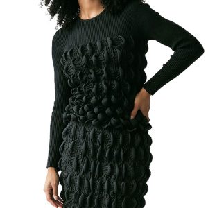 New - Designer Luxe Moda Bubble Black - 2 Pc Skirt Set (See Size Selection)