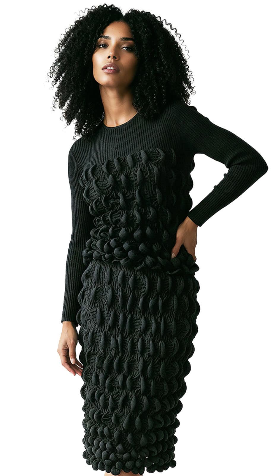 New – Designer Luxe Moda Bubble Black – 2 Pc Skirt Set (See Size Selection)