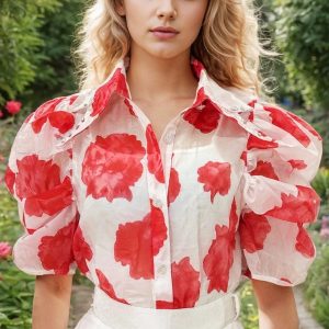New - Red Floral Print with Cami included (Med)