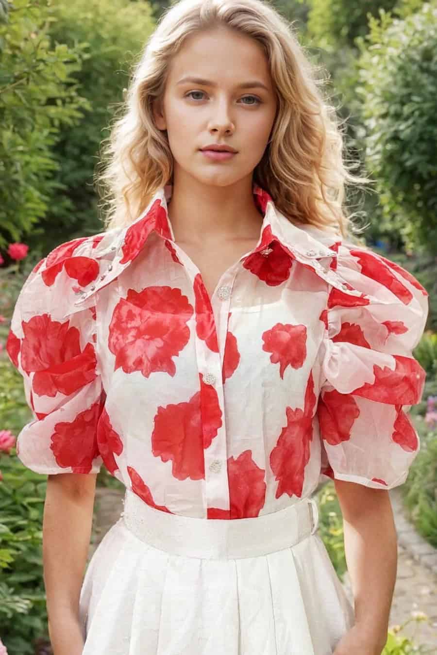 New – Red Floral Print with Cami included (Med)
