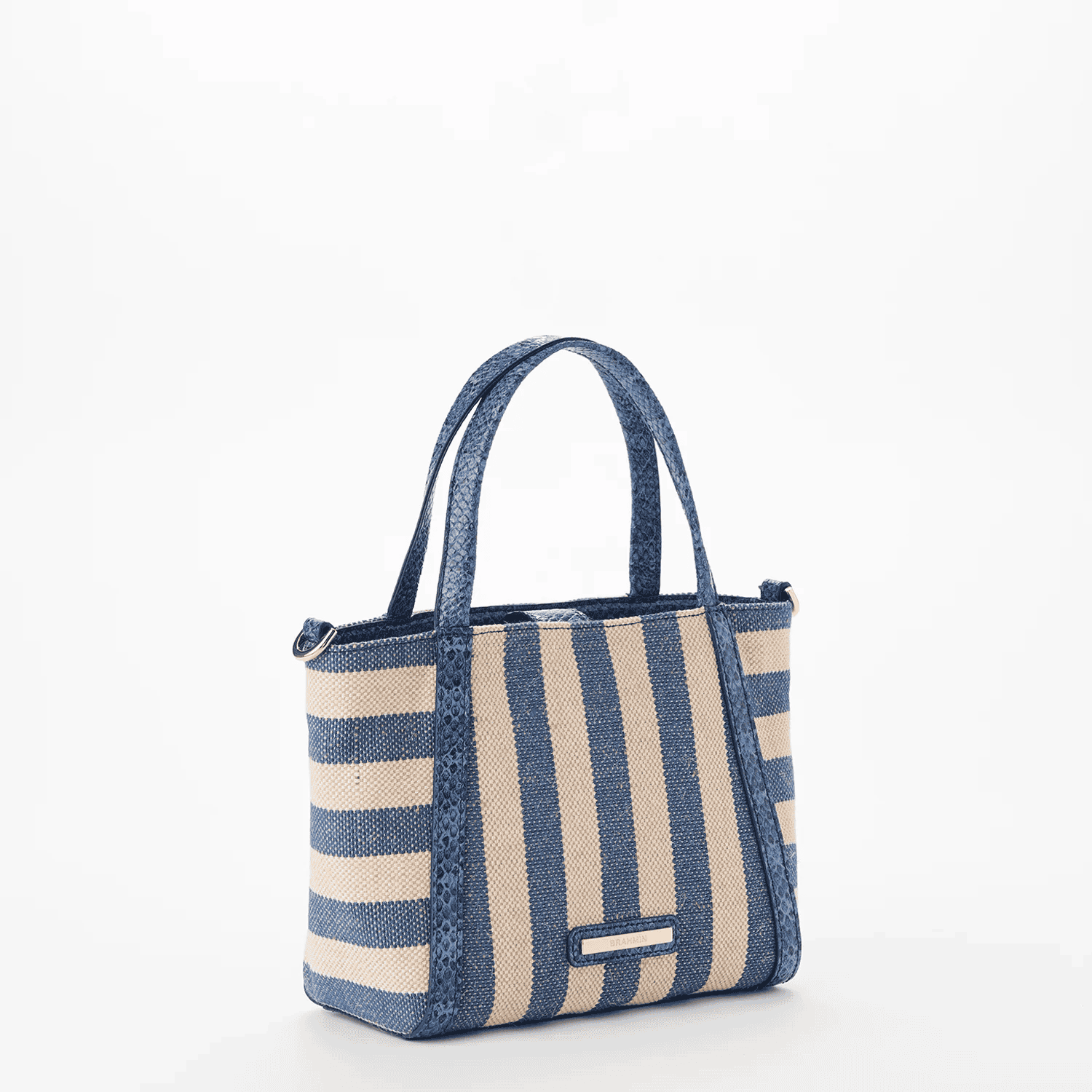 New – Brahmin Mona Striped Blue Small Tote Bag