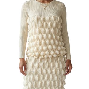 New - Designer Luxe Moda Bubble 2 Piece Skirt Set (Beige) - See Size Selection