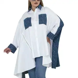 New - Designer Tunic with Denim Back (Very Chic) - One Size (O/S)