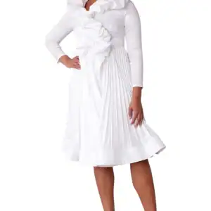 New - Designer Ruffled Pleated WHITE Dress (2 Sizes - 16 & 18)