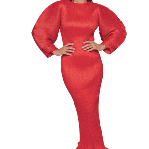 New - Designer Wrinkle Free Long/Wing Sleeve Elegant Dress (Red) - Size L/XL (Only 1)