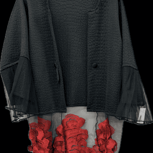 New - High End Custom Black with Rose Petals/Mesh Jacket - S/M ( Only 1)