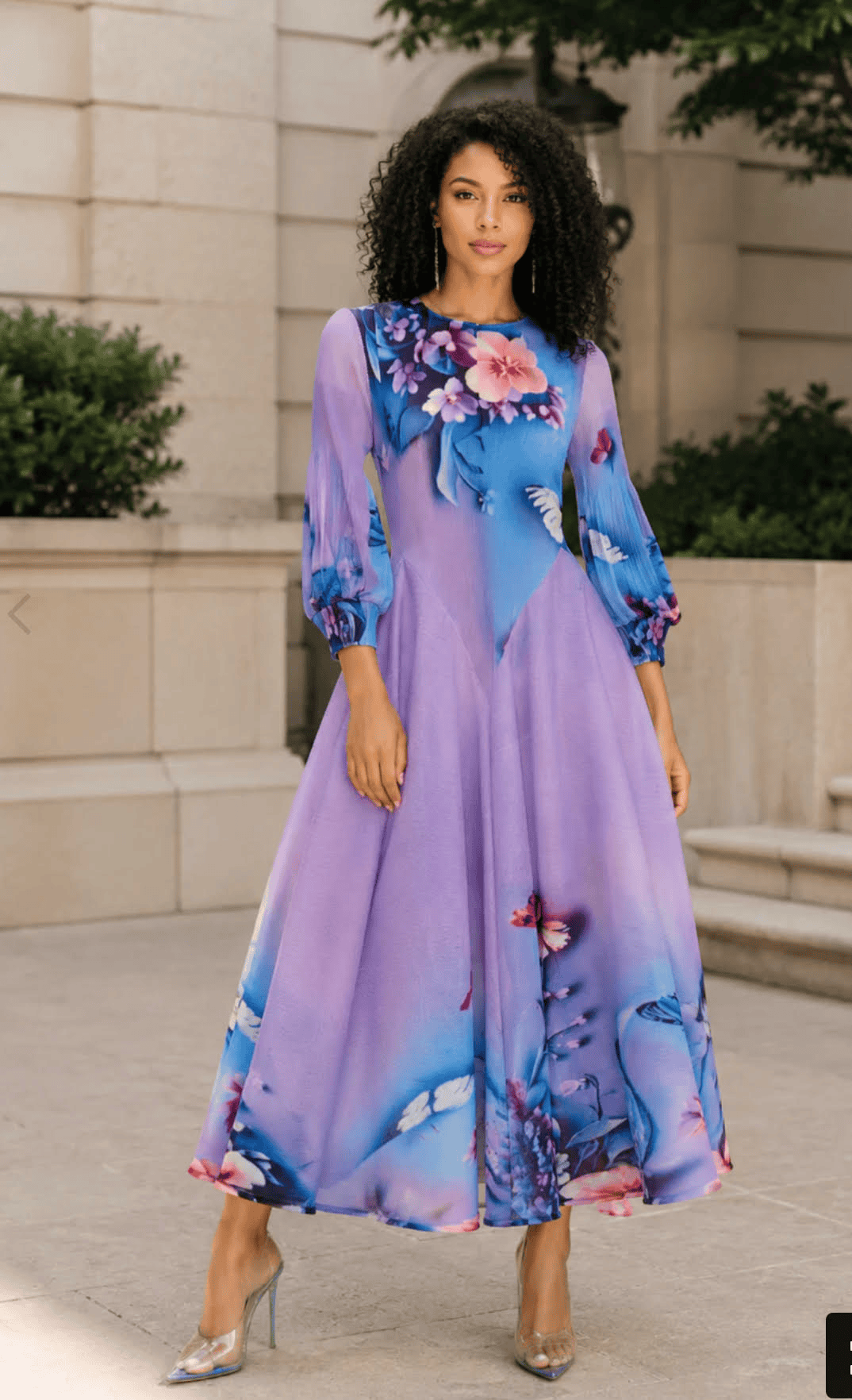 New – Designer Lavender Floral Wrinkle Free Maxi Dress – Oh My – Size XL