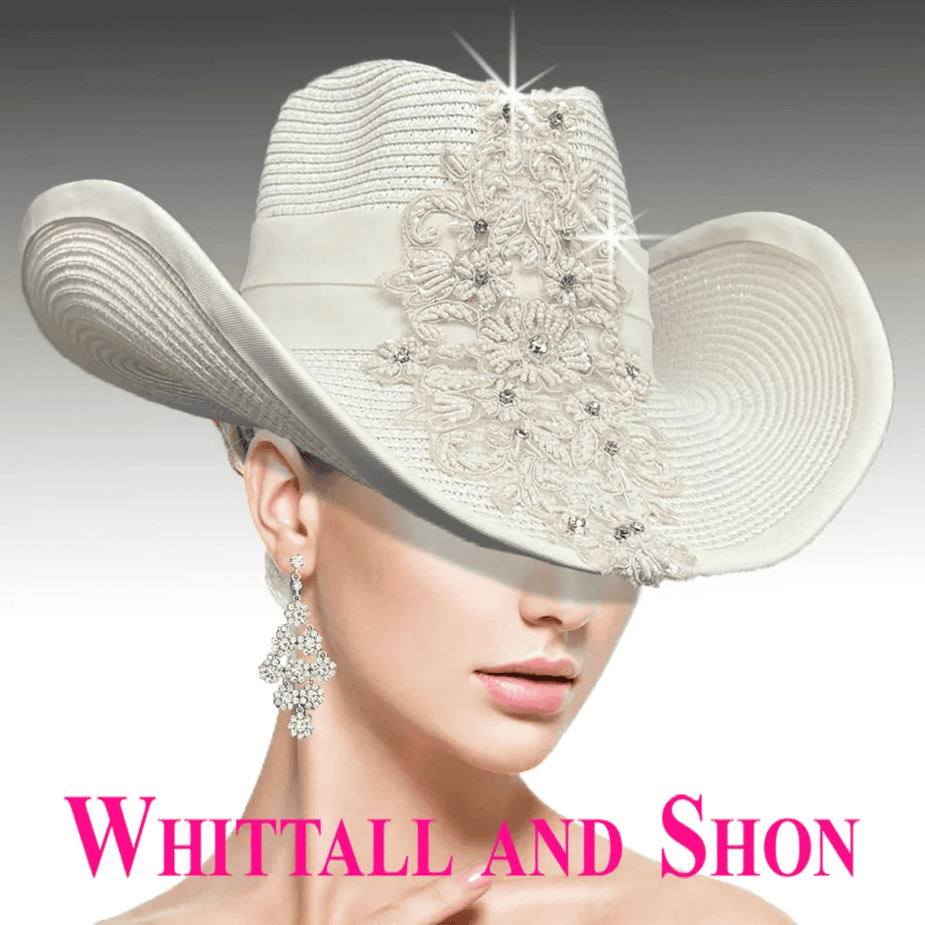 New – Designer White Cowboy Rhinestone/Bling Hat – Fire!!!!