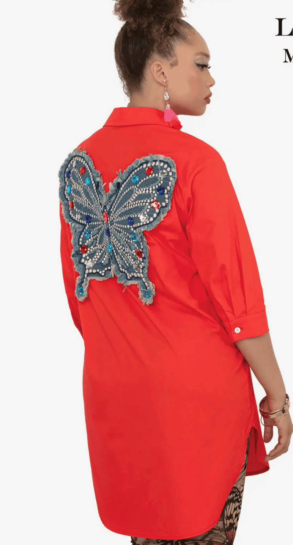 New – Red Butterfly Back Blouse – Very Nice (See Size Selection below)