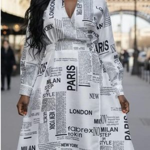 New - Designer Newspaper Wrap Dress - One Size  (Only 1)