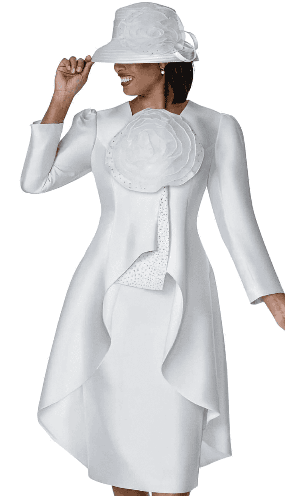 New – Designer White Ruffled 2pc Suit – Very Nice – 2 Sizes – See Selection below