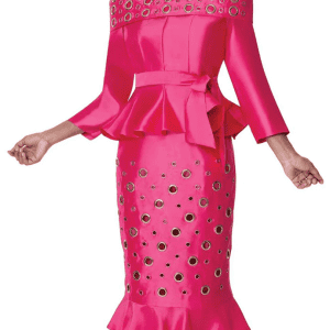New - Designer 2Pc Hot Pink Circled Suit - Nice !!! 2 Size  (See Selections)