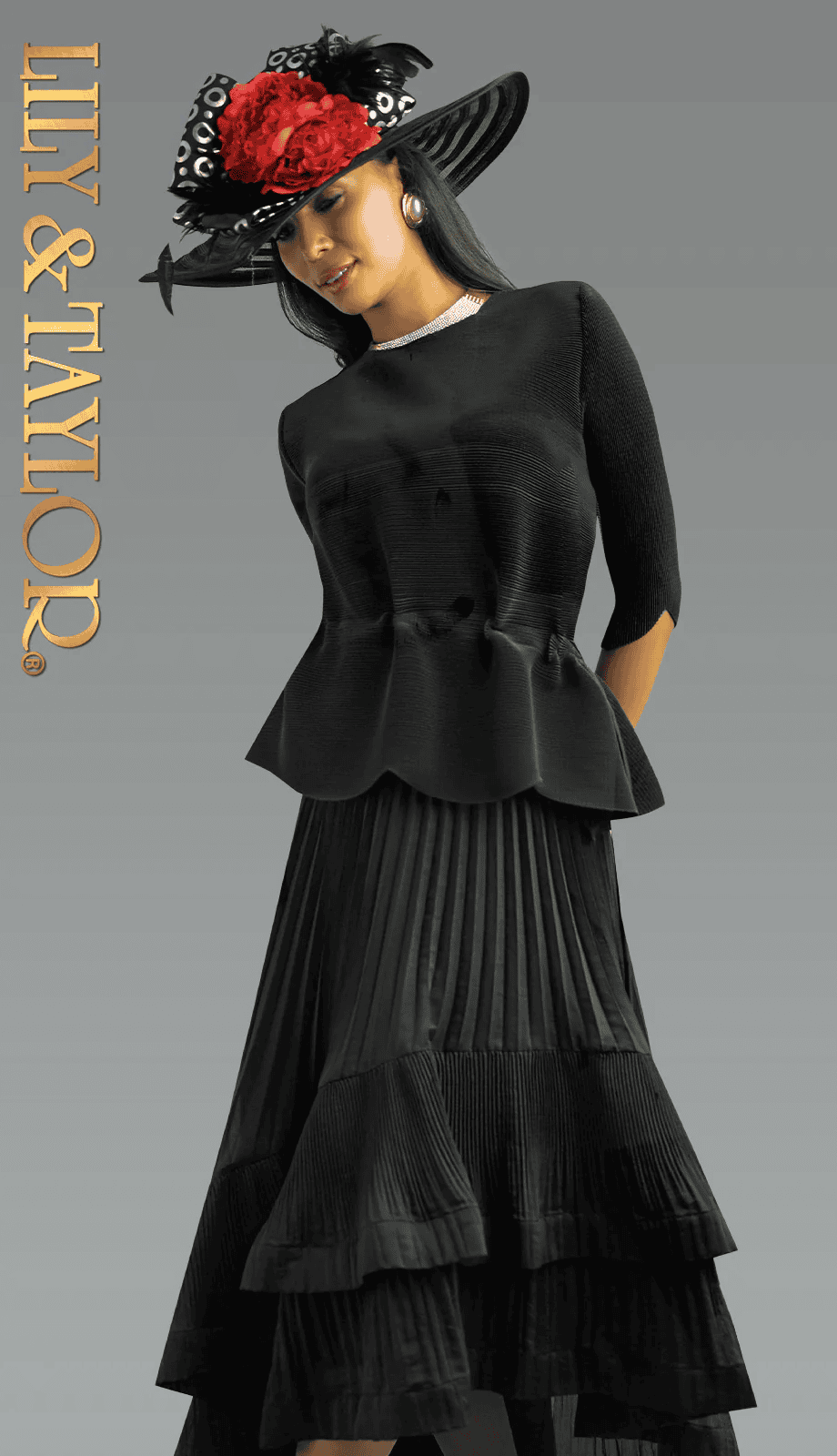 New – Lilly & Taylor Black 2pc Wrinkle Free Outfit… Very Elegant  (L/XL)