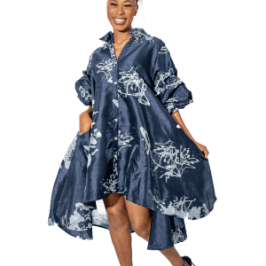 New - Navy & Silver High-Low Shirt or Dress (Your Call) - One Size  (More colors in boutique - contact us)