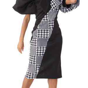 SOLD Designer - Houndstooth Balloon Dress - Very Nice (Small)