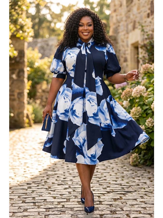 New – Blue Multi Print (1X-3X ) 2X is sold  (Select sized below) – Nice Material